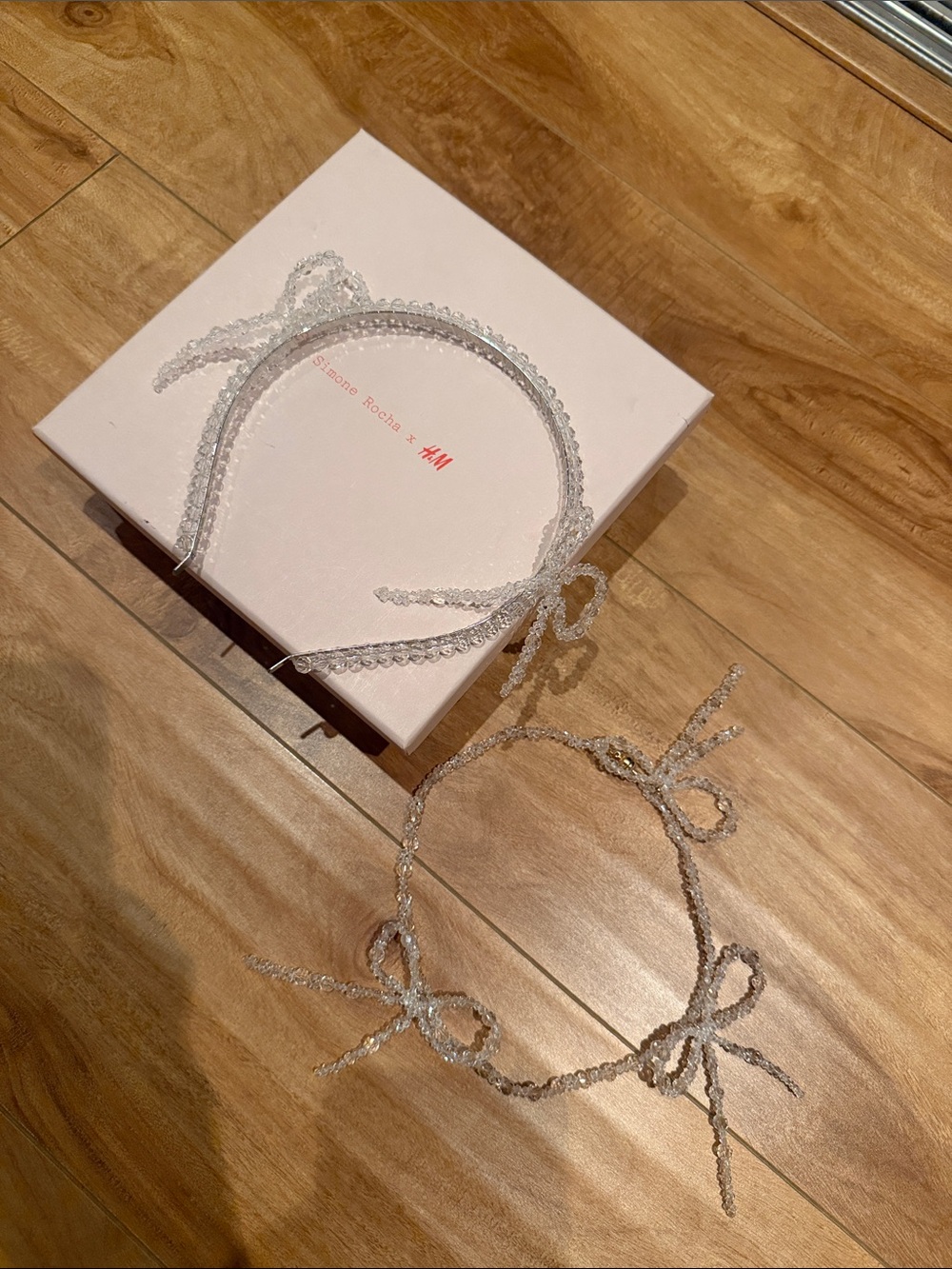 H&M x Simone Rocha Clear Crystal Beaded Bow Headband and Necklace